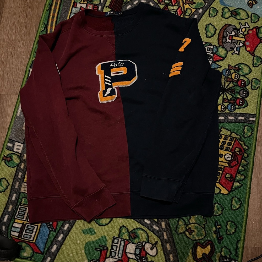 Ralph Lauren Maroon and Black Crewneck Sweater